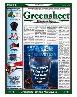 Primary view of object titled 'Greensheet (Houston, Tex.), Vol. 38, No. 308, Ed. 1 Thursday, August 2, 2007'.