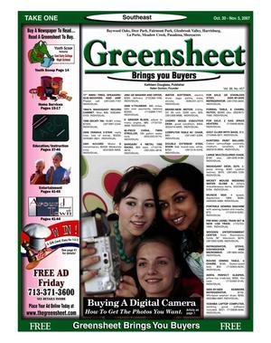 Primary view of object titled 'Greensheet (Houston, Tex.), Vol. 38, No. 457, Ed. 1 Tuesday, October 30, 2007'.