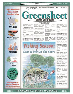 Primary view of object titled 'Greensheet (Houston, Tex.), Vol. 36, No. 22, Ed. 1 Friday, February 18, 2005'.