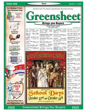 Primary view of object titled 'Greensheet (Houston, Tex.), Vol. 38, No. 418, Ed. 1 Friday, October 5, 2007'.