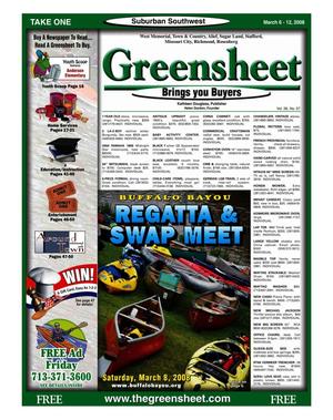 Primary view of object titled 'Greensheet (Houston, Tex.), Vol. 39, No. 57, Ed. 1 Thursday, March 6, 2008'.