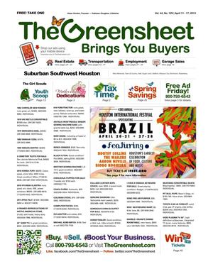 The Greensheet (Houston, Tex.), Vol. 44, No. 129, Ed. 1 Thursday, April 11, 2013