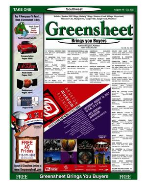 Primary view of object titled 'Greensheet (Houston, Tex.), Vol. 38, No. 332, Ed. 1 Thursday, August 16, 2007'.