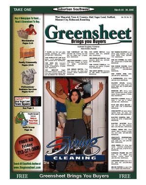 Primary view of object titled 'Greensheet (Houston, Tex.), Vol. 36, No. 81, Ed. 1 Thursday, March 24, 2005'.