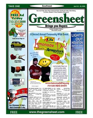 Primary view of object titled 'Greensheet (Houston, Tex.), Vol. 39, No. 133, Ed. 1 Tuesday, April 22, 2008'.