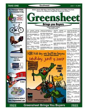 Primary view of object titled 'Greensheet (Houston, Tex.), Vol. 38, No. 212, Ed. 1 Thursday, June 7, 2007'.