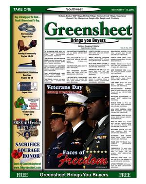 Primary view of object titled 'Greensheet (Houston, Tex.), Vol. 40, No. 467, Ed. 1 Thursday, November 9, 2006'.