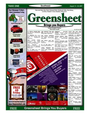 Primary view of object titled 'Greensheet (Houston, Tex.), Vol. 38, No. 325, Ed. 1 Tuesday, August 14, 2007'.