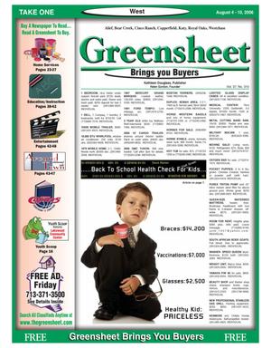 Greensheet (Houston, Tex.), Vol. 37, No. 310, Ed. 1 Friday, August 4, 2006