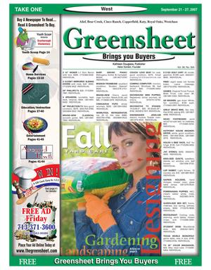 Greensheet (Houston, Tex.), Vol. 38, No. 394, Ed. 1 Friday, September 21, 2007