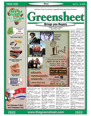 Greensheet (Houston, Tex.), Vol. 39, No. 130, Ed. 1 Friday, April 18, 2008