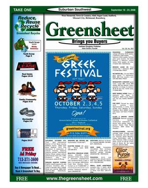 Greensheet (Houston, Tex.), Vol. 39, No. 393, Ed. 1 Thursday, September 18, 2008