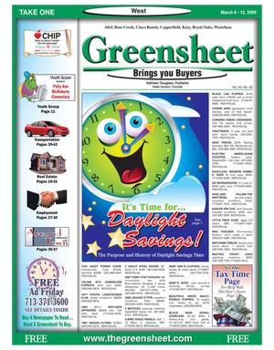 Primary view of object titled 'Greensheet (Houston, Tex.), Vol. 40, No. 58, Ed. 1 Friday, March 6, 2009'.