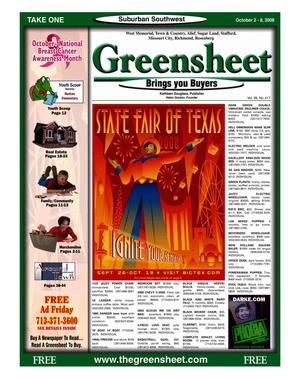 Primary view of object titled 'Greensheet (Houston, Tex.), Vol. 39, No. 417, Ed. 1 Thursday, October 2, 2008'.