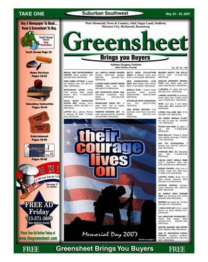 Primary view of object titled 'Greensheet (Houston, Tex.), Vol. 38, No. 189, Ed. 1 Thursday, May 24, 2007'.