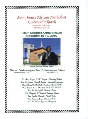 Primary view of object titled '[Saint James A. M. E. Church 135th Anniversary Book]'.