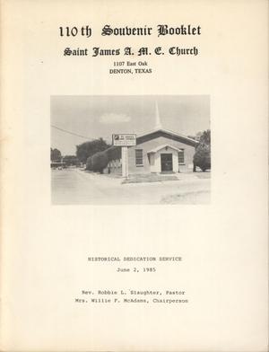 Primary view of object titled '[Saint James A. M. E. Church 110th Anniversary Book]'.