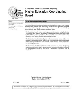 A Legislative Summary Document Regarding Higher Education Coordinating Board