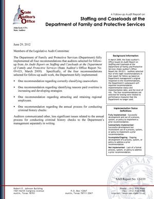 A Follow-up Audit Report on Staffing and Caseloads at the Department of Family and Protective Services