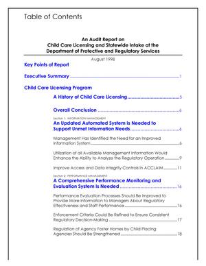 Child Care Licensing and Statewide Intake at Department of Protective Regulatory Services