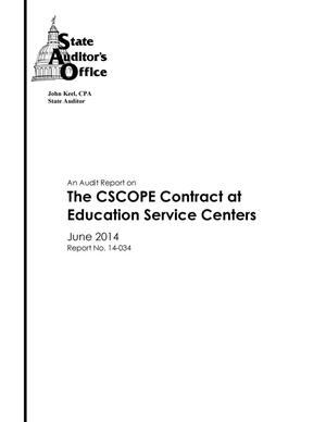 Primary view of object titled 'An Audit Report on the CSCOPE Contract at Education Service Centers'.