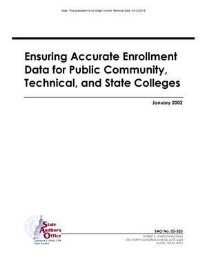 Primary view of object titled 'Ensuring Accurate Enrollment Data for Public Community, Technical, and State Colleges'.