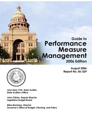 Guide to Performance Measure Management - 2006 Edition