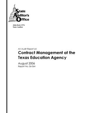 An Audit Report on Contract Management at the Texas Education Agency