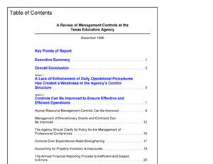 A Review of Management Controls at the Texas Education Agency