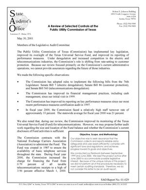 A Report on Selected Controls at the Public Utility Commission of Texas