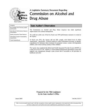 A Legislative Summary Document Regarding Commission on Alcohol and Drug Abuse