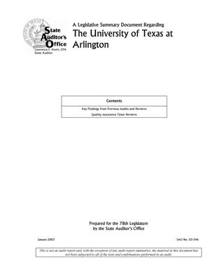 A Legislative Summary Document Regarding University of Texas at Arlington