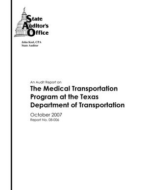 An Audit Report on the Medical Transportation Program at the Texas Department of Transportation