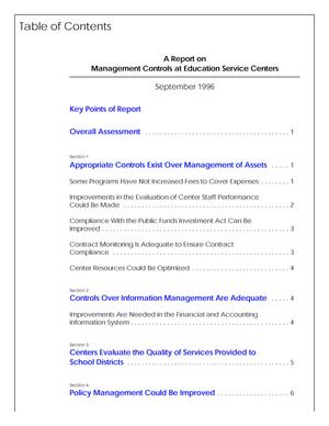 A Report on Management Controls at the Education Service Centers