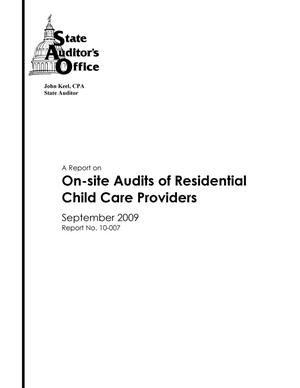 A Report on On-site Audits of Residential Child Care Providers