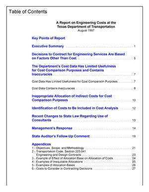 A Report on Engineering Costs at the Texas Department of Transportation