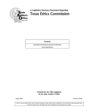 Legislative Summary Document - Texas Ethics Commission