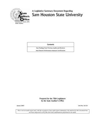 A Legislative Summary Document Regarding Sam Houston State University