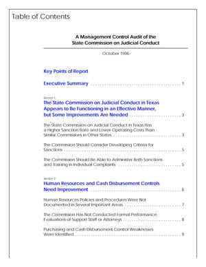 Primary view of object titled 'A Management Control Audit of State Commission on Judicial Courts'.