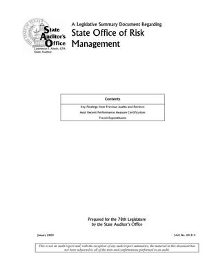 A Legislative Summary Document Regarding State Office of Risk Management