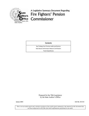 A Legislative Summary Document Regarding Fire Fighters' Pension Commissioner