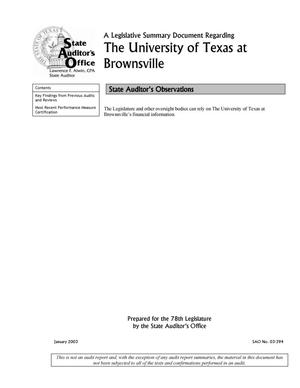 Primary view of object titled 'Legislative Summary Document - The University of Texas at Brownsville'.