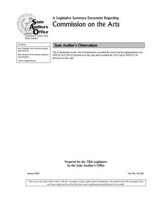Primary view of object titled 'A Legislative Summary Document Regarding Commission on the Arts'.