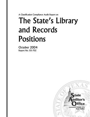 Primary view of object titled 'A Classification Compliance Audit Report on the State's Library and Records Positions'.