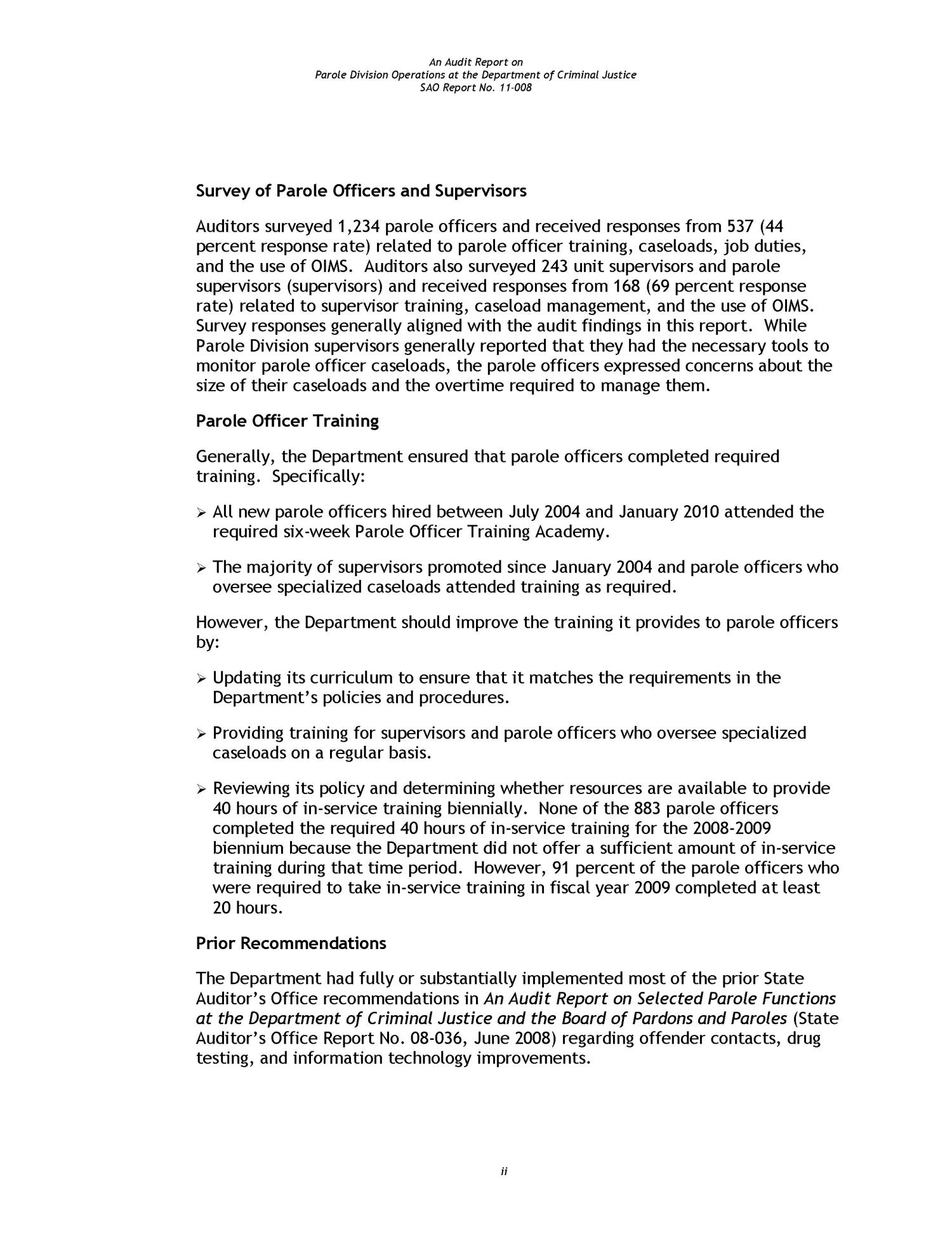 An Audit Report on Parole Division Operations at the Department of Criminal Justice
                                                
                                                    [Sequence #]: 3 of 43
                                                