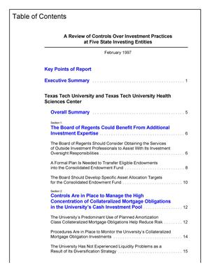 A Review of Controls Over Investment Practices at Five State Investing Entities
