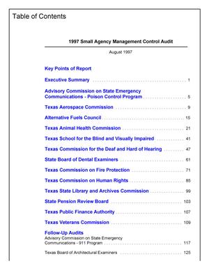 Primary view of object titled '1997 Small Agency Management Control Audit'.