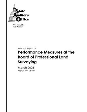 An Audit Report on Performance Measures at the Board of Professional Land Surveying