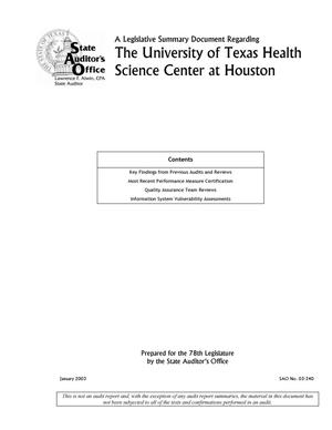 A Legislative Summary Document Regarding The University of Texas Health Science Center at Houston