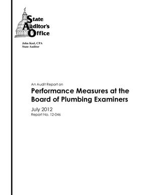 An Audit Report on Performance Measures at the Board of Plumbing Examiners